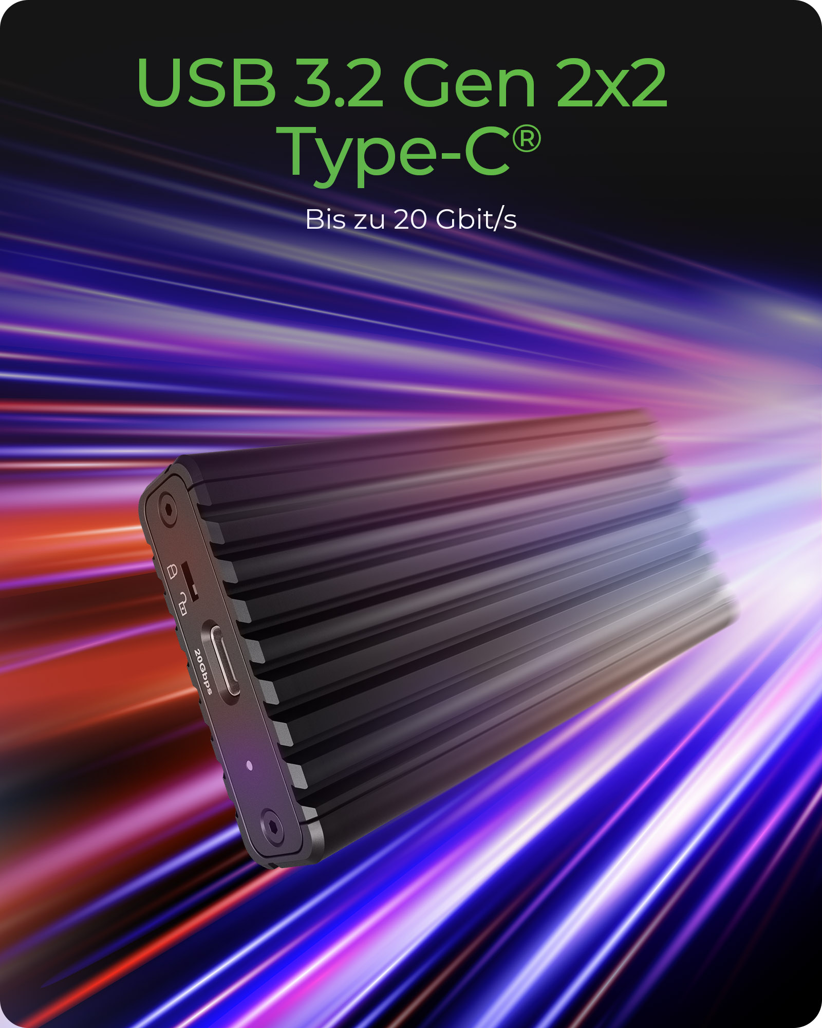Geh. IcyBox für NVMe M.2 SSD zu Type-C USB 3.2