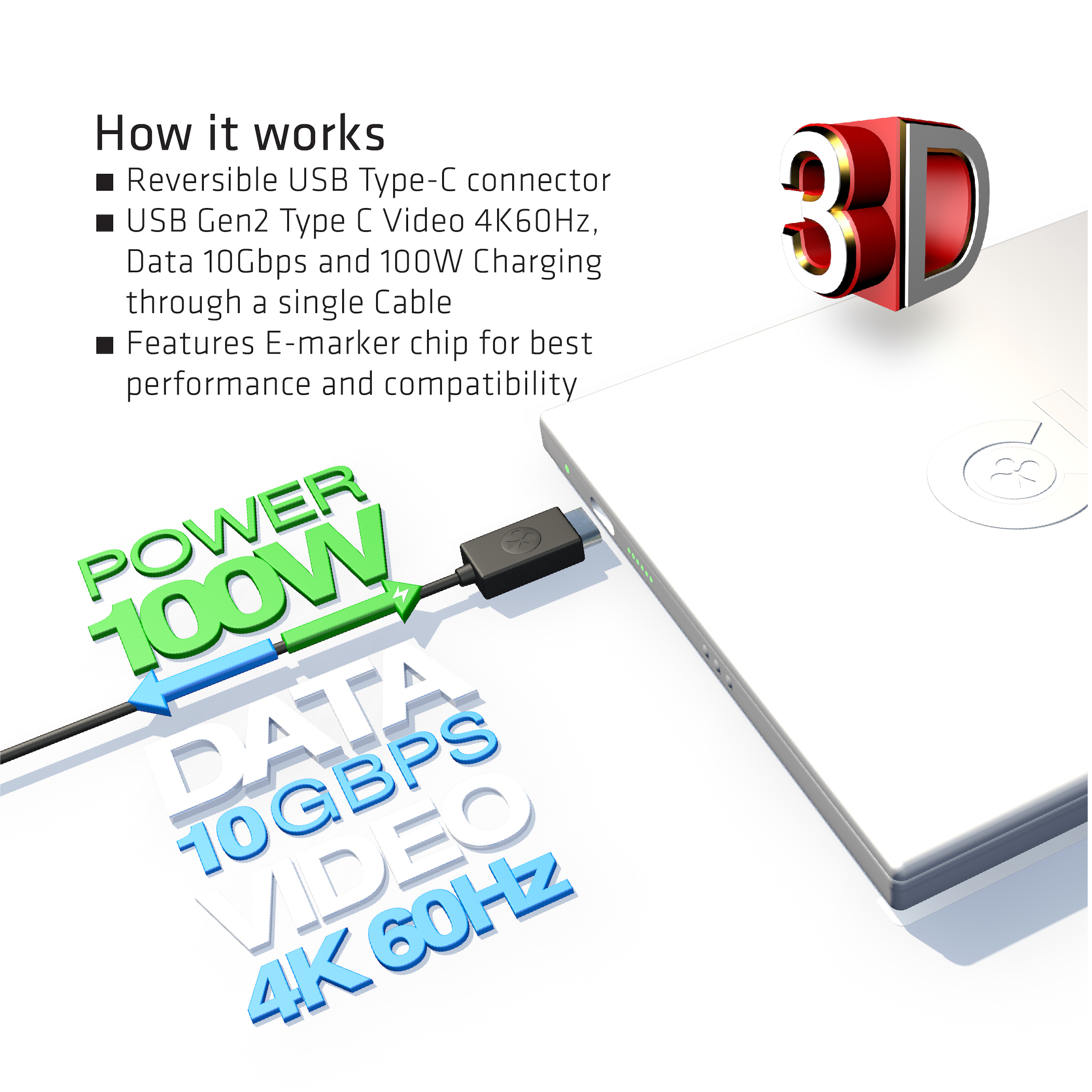 Club3D Kabel USB 3.1 Typ C 1m PowerDelivery St/St retail