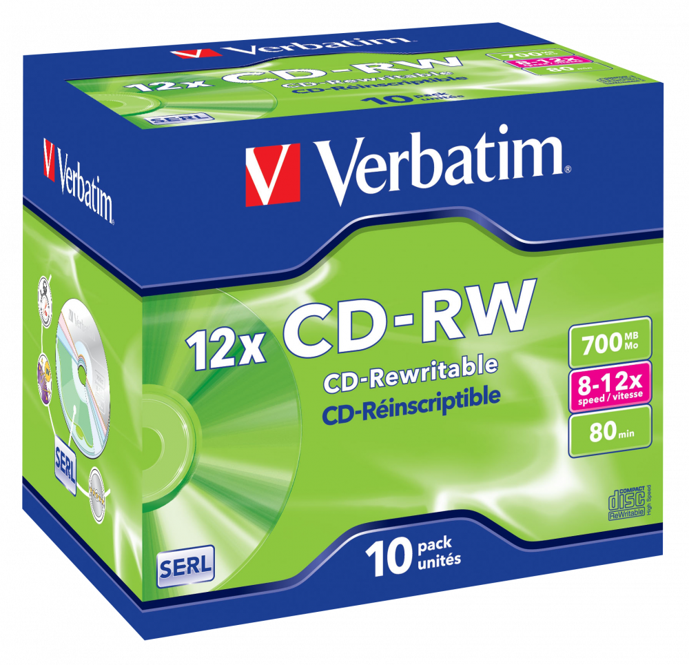 verbatim CD-RW 700 MB wiederbeschreibbar, 10 St.