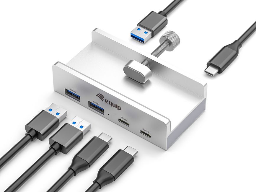 Equip 4-Port-Klemm USB-A3.2-Hub->2xUSB-C/2xUSB-A 5Gbps