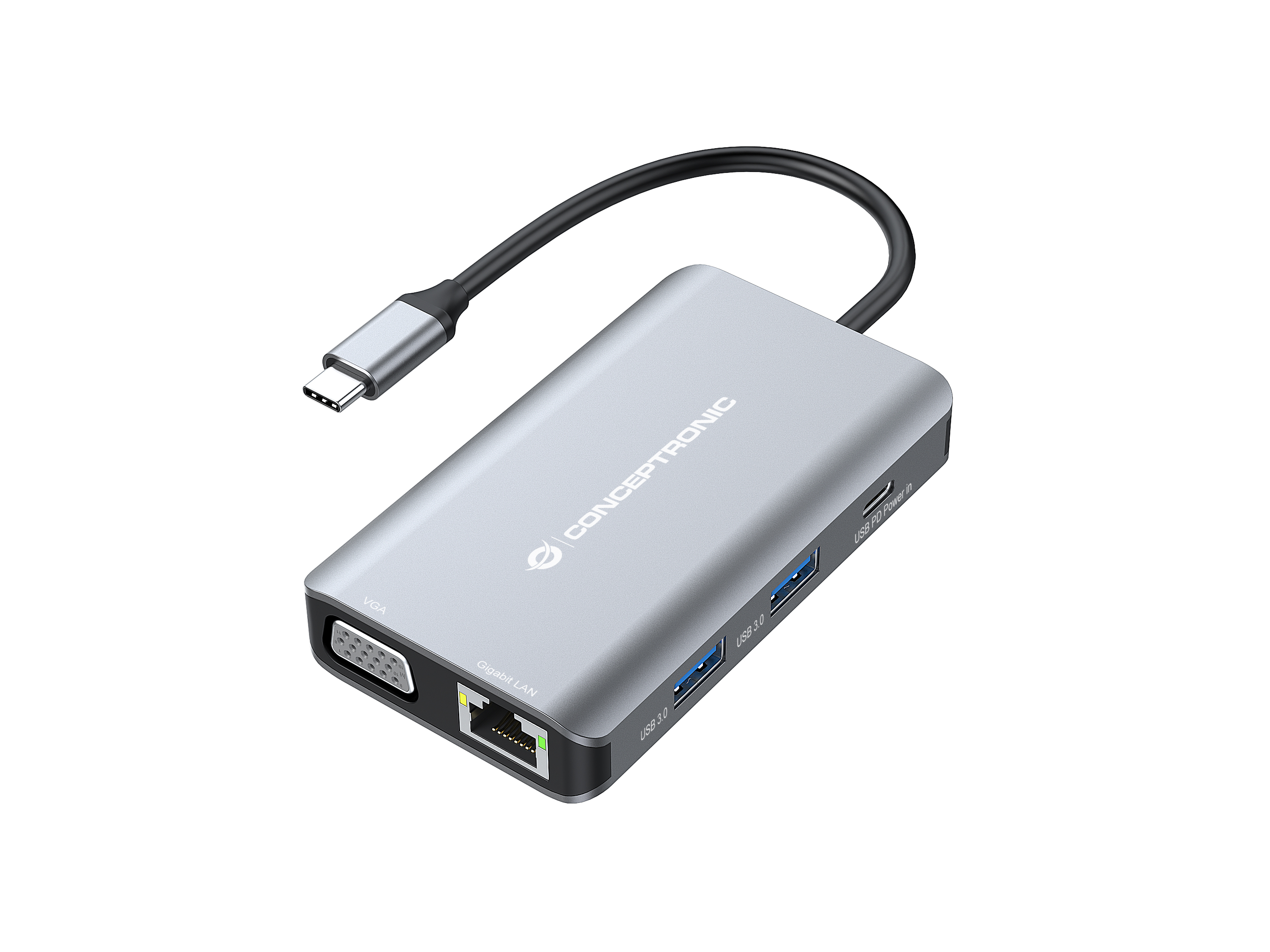 CONCEPTRONIC 7-1 Dock USB-C->HDMI/3xUSB-A/VGA/+ 25cm gr