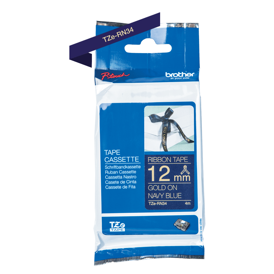 brother Textil-Schriftband TZe-RN34 TZERN34, 12 mm, gold auf blau, 1 St.