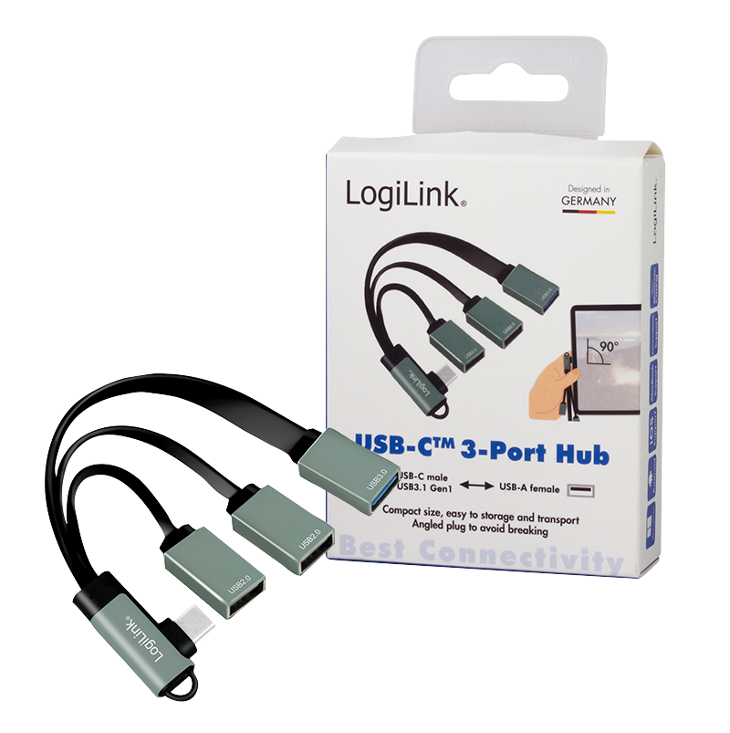 Logilink USB-HUB 3-Port,2xUSB2.0AF + 1xUSB3.0AF,gewink.Steck