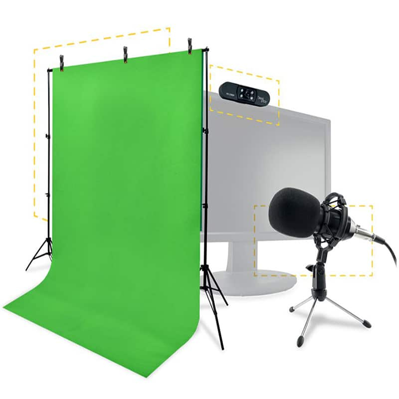 LEXIP X STEELPLAY Pro HD Streamers 4 in 1 Pack Microphone + Webcam + Greenscreen + Tripods