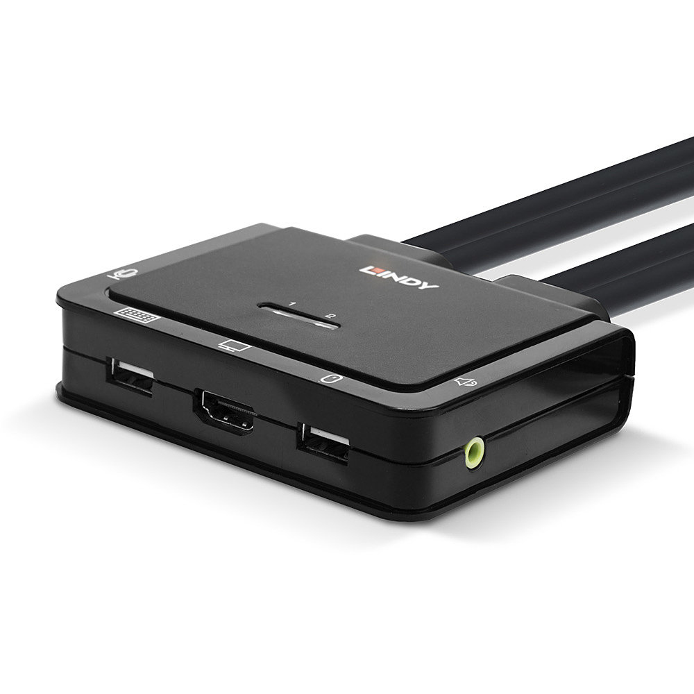 2 Port HDMI 4K60, USB Typ C, USB 2.0 & Audio Cable KVM Switch, KVM-Switch