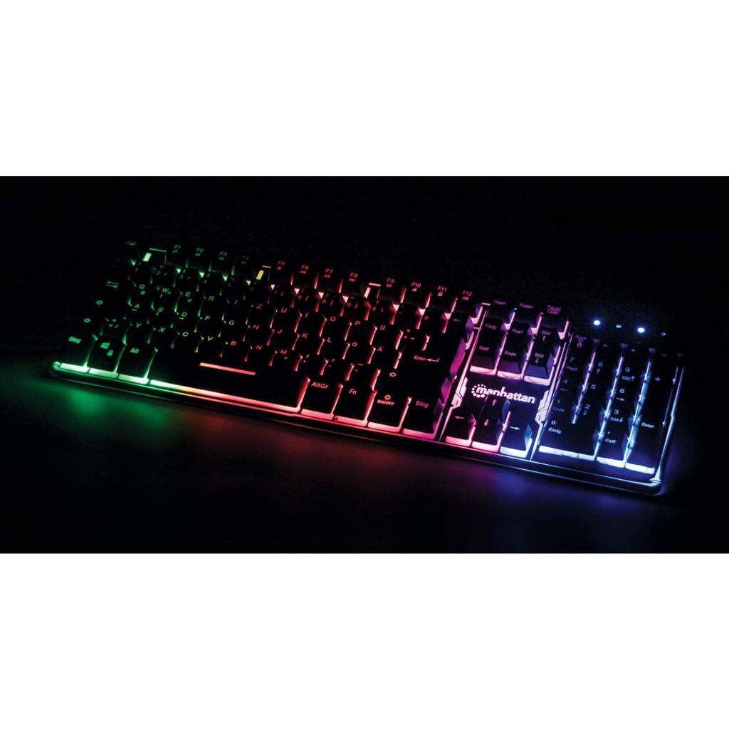 MANHATTAN USB-Gaming-Tastatur mit LEDs und Metallunterseite