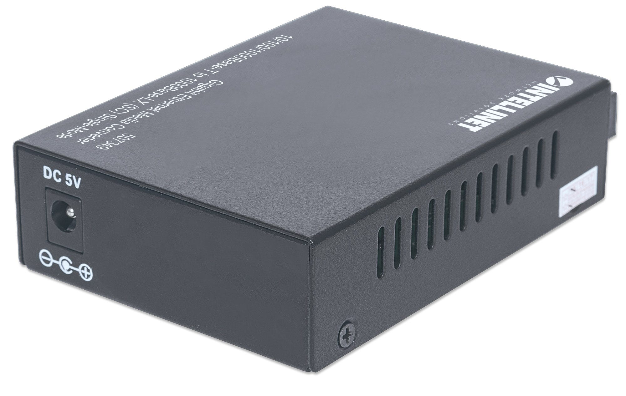INTELLINET Gigabit Ethernet Singlemode Medienkonverter 10/100/1000Base-T auf 1000Base-LX SC Single Mode Reichweite bis 20 km