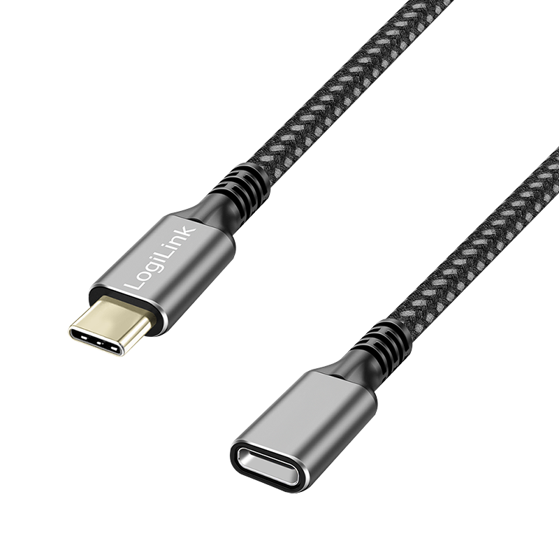 Logilink USB 3.2 Gen1 Typ-C-Kabel C/M > USB-C/F, PD, Alu, 2m