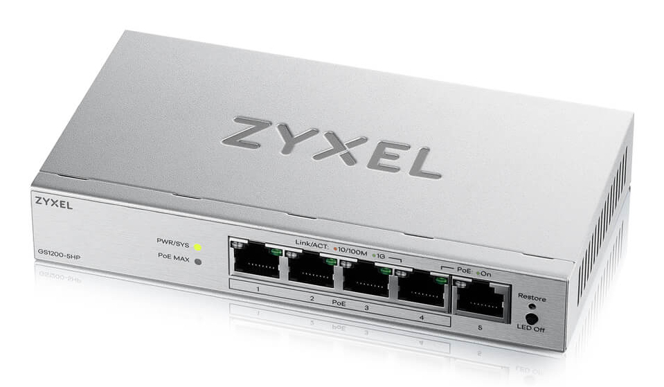 Zyxel GS1200-5HPV3 5-Port Gigabit PoE+ web/smart managed