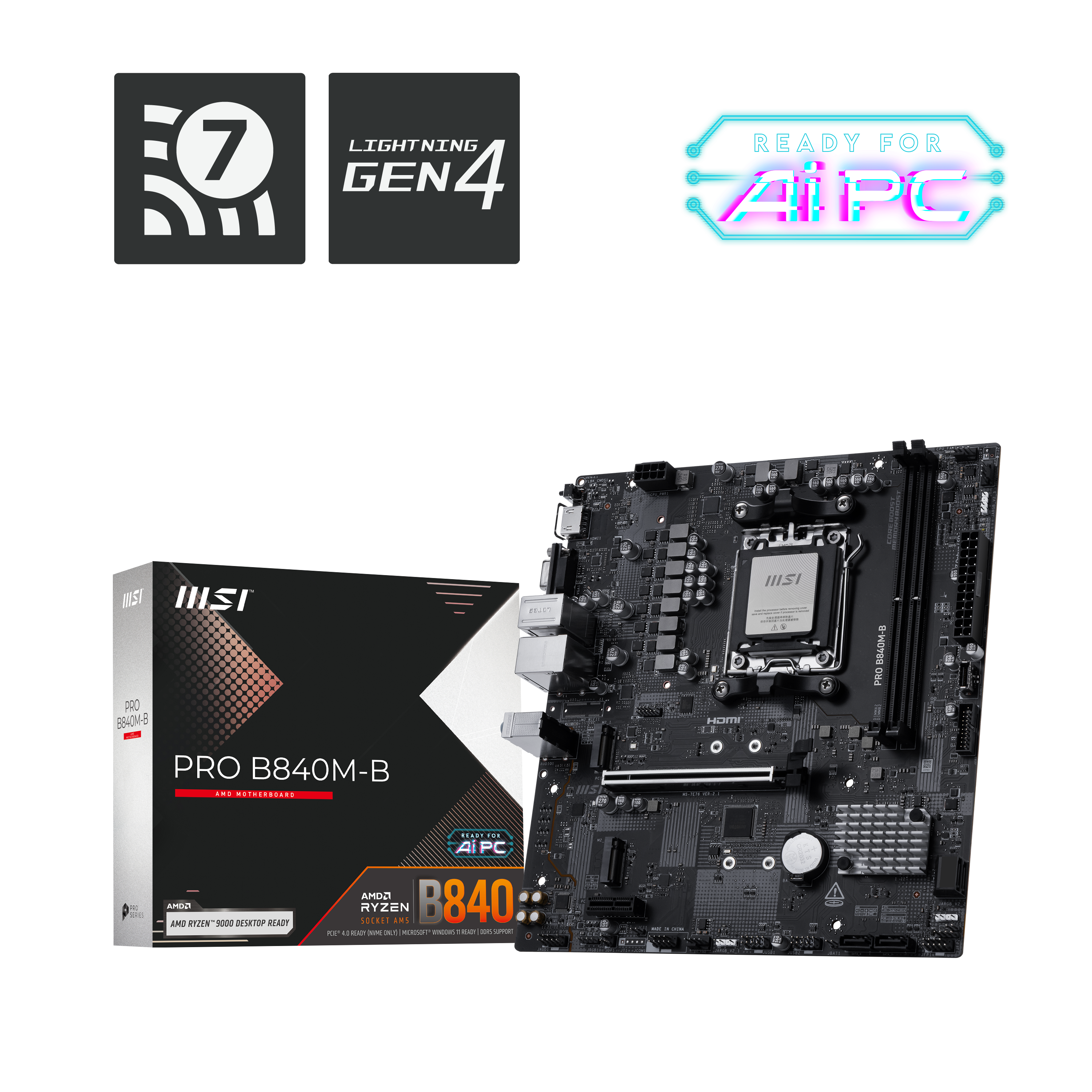 MSI PRO B840M-B AM5 mATX MB