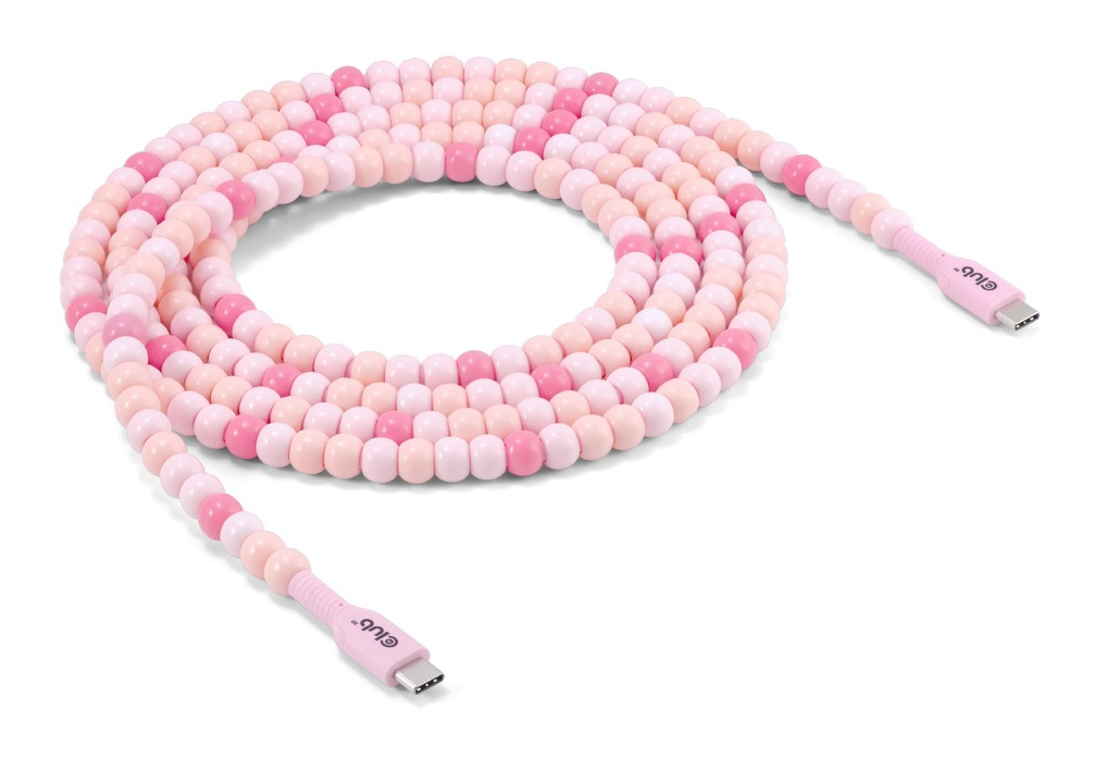Club3D Lifestyle USB-C Perlen-Kabel PD60W,480Mbps 2m rosa retail
