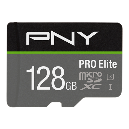 PNY MICRO-SD Card PRO ELITE 128GB Class 10 XC UHS I U3 A1 V30 SD adapter