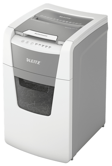 LEITZ IQ Autofeed Small Office 150 Aktenvernichter mit Partikelschnitt P-4, 4 x 28 mm, bis 150 Blatt, weiß