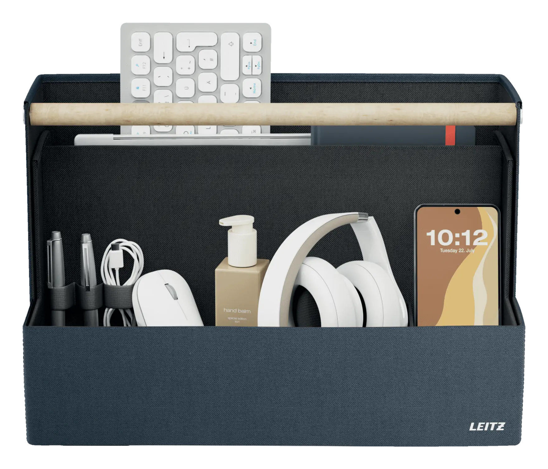 LEITZ Schreibtisch-Organizer dunkelgrau Stoff, Pappe 4 Fächer 38,0 x 19,0 x 26,0 cm