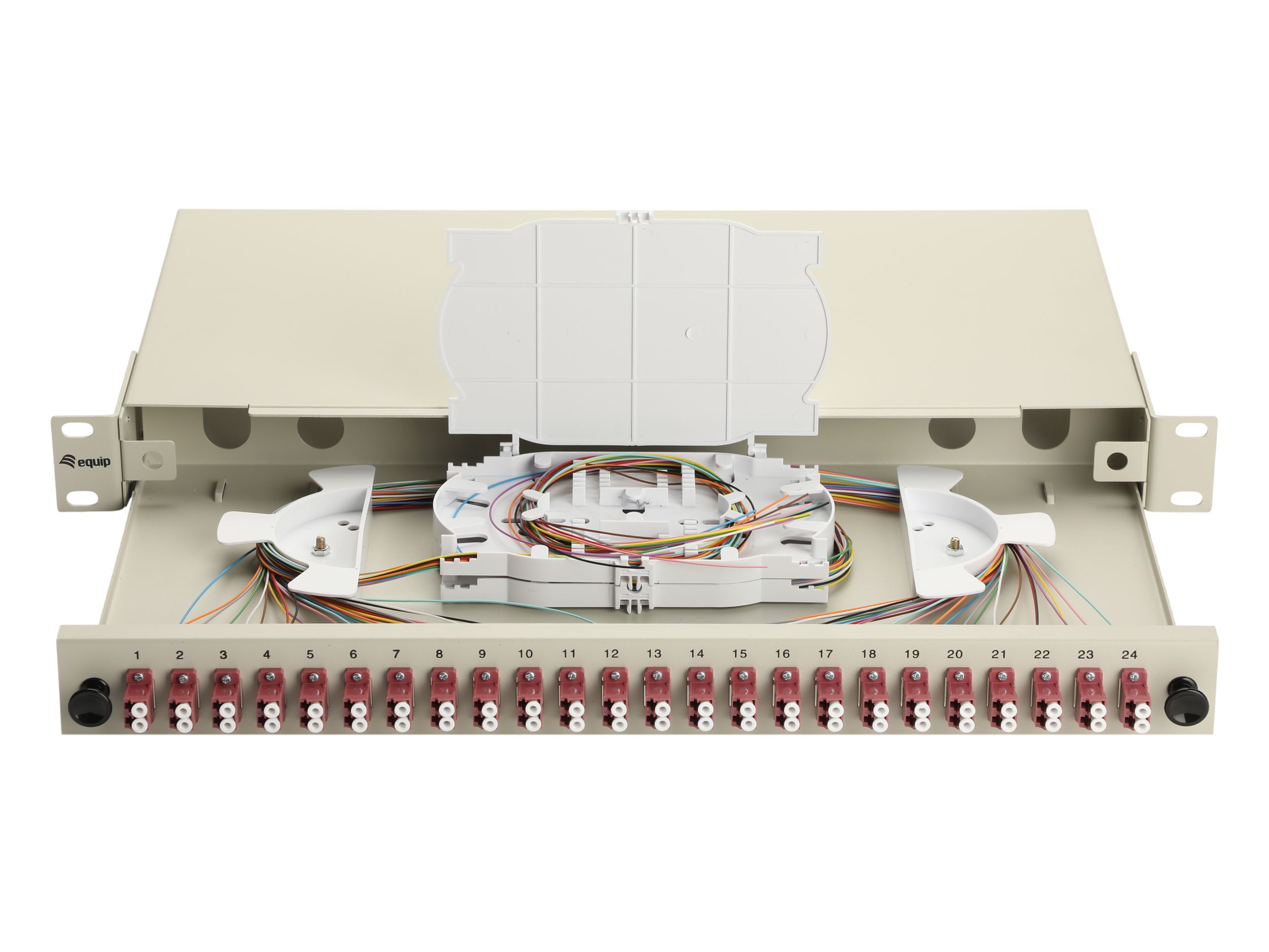 Equip LWL-Spleißkasten 24-Port LC-Duplex OM4 1U komplett gr