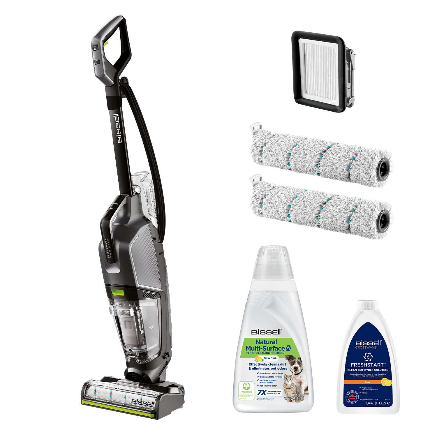 Bissell CrossWave Hydrosteam Pet Pro Standstaubsauger 1100 W Schwarz Silber