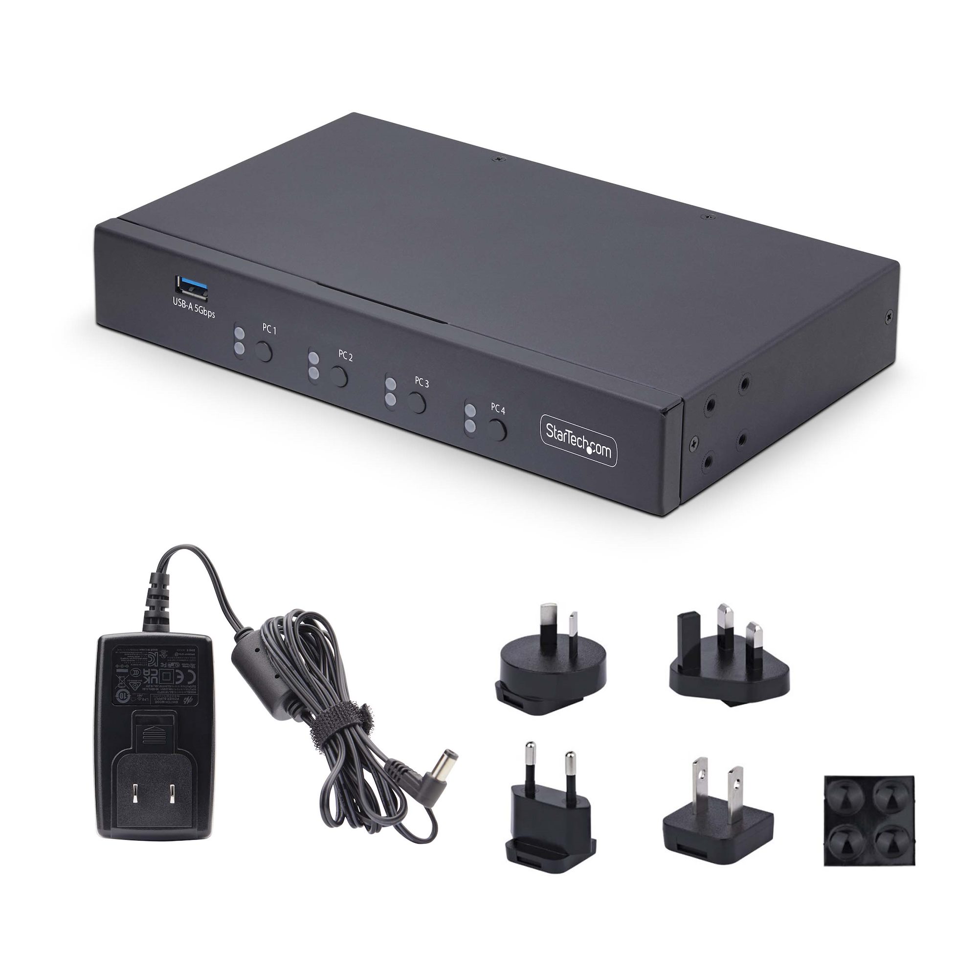 STARTECH.COM 4-Port KM Switch mit Maus-Roaming USB 3.0 Umschalter Tastatur und Maus Switch 3,5mm/USB Audio TAA Konform