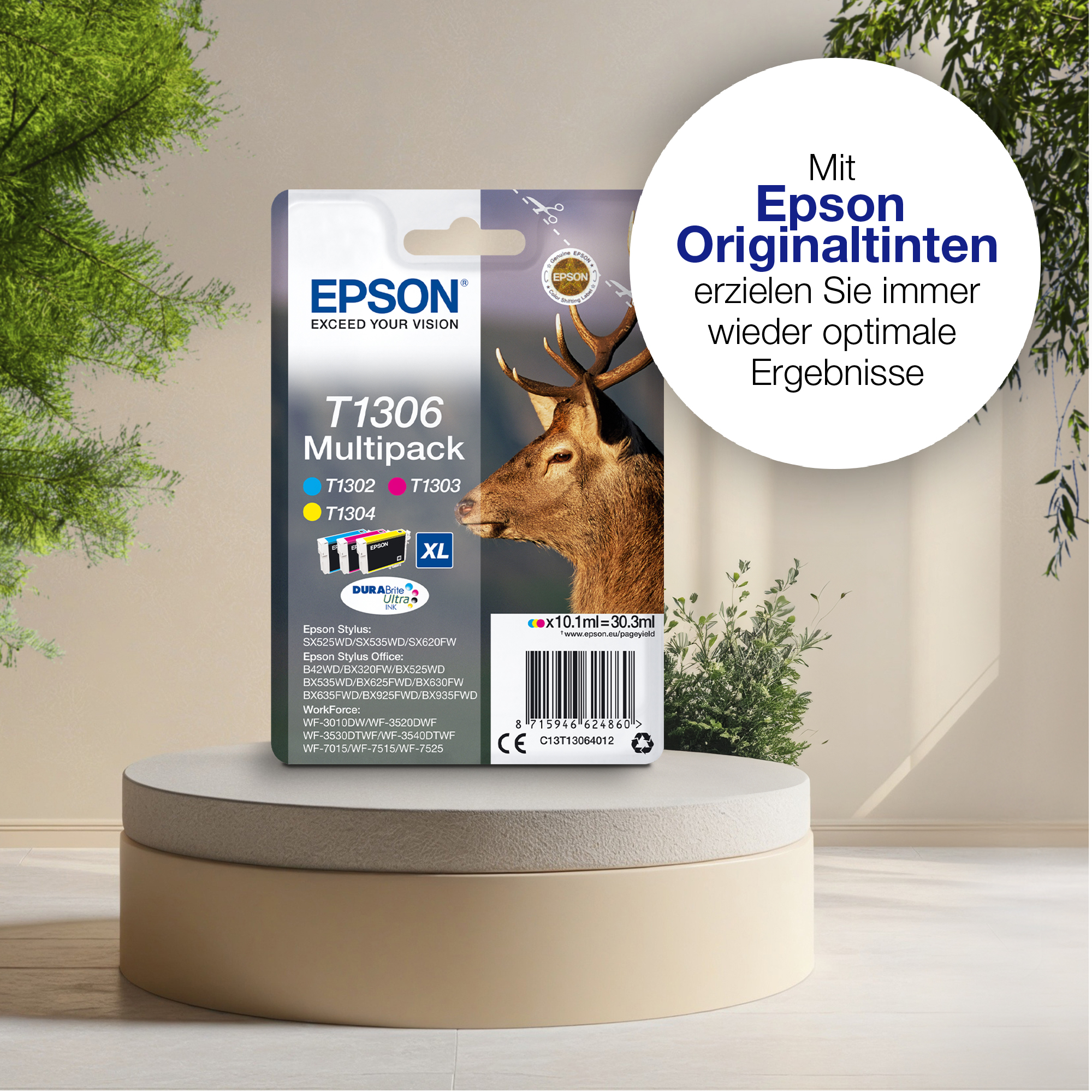 EPSON 1LB Multipack 3-colours T1306 DURABrite Ultra Ink EasyMail