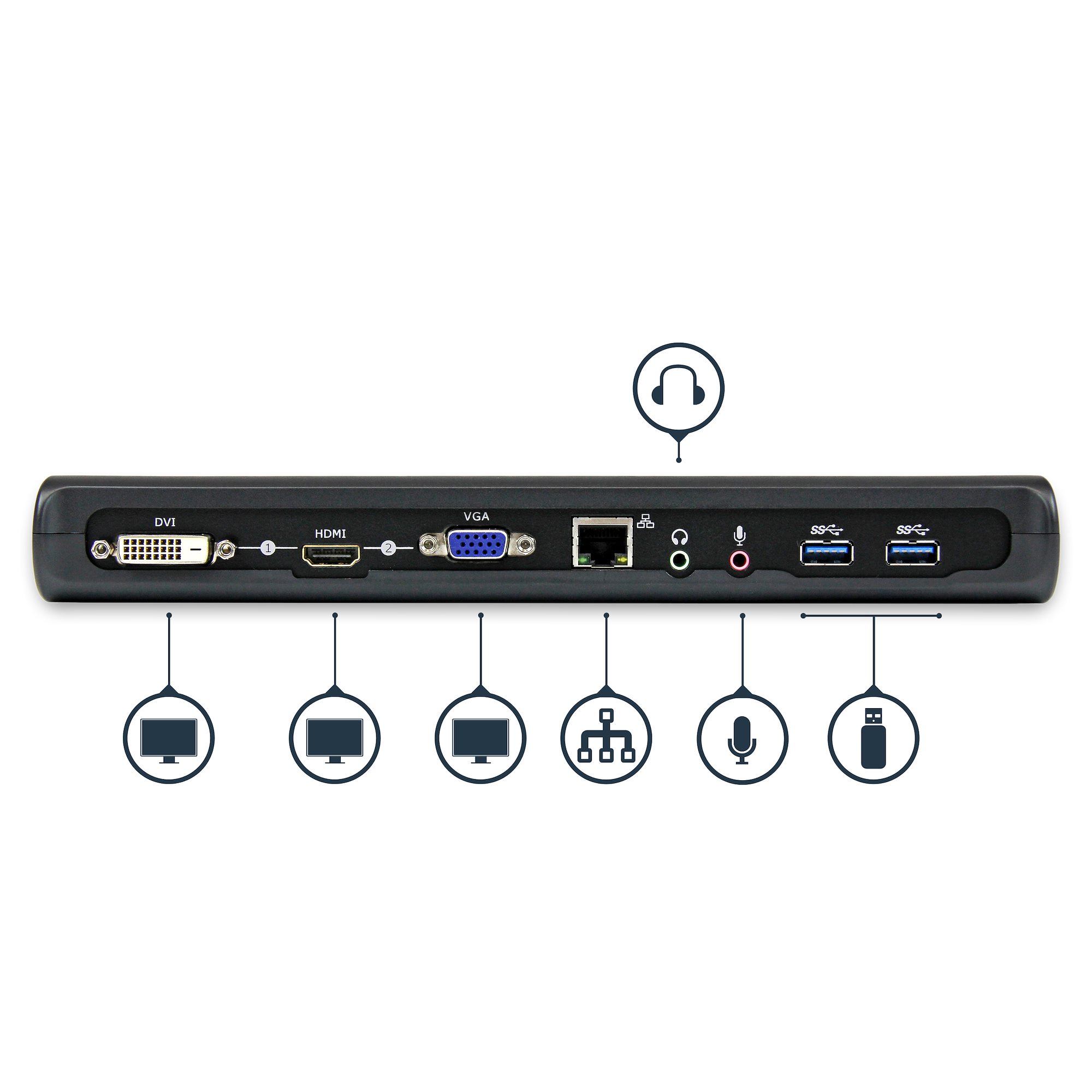 StarTech.com USB3SDOCKHDV Dockingstation Dual Monitor HDMI/DVI/VGA 3 x USB-A Schwarz