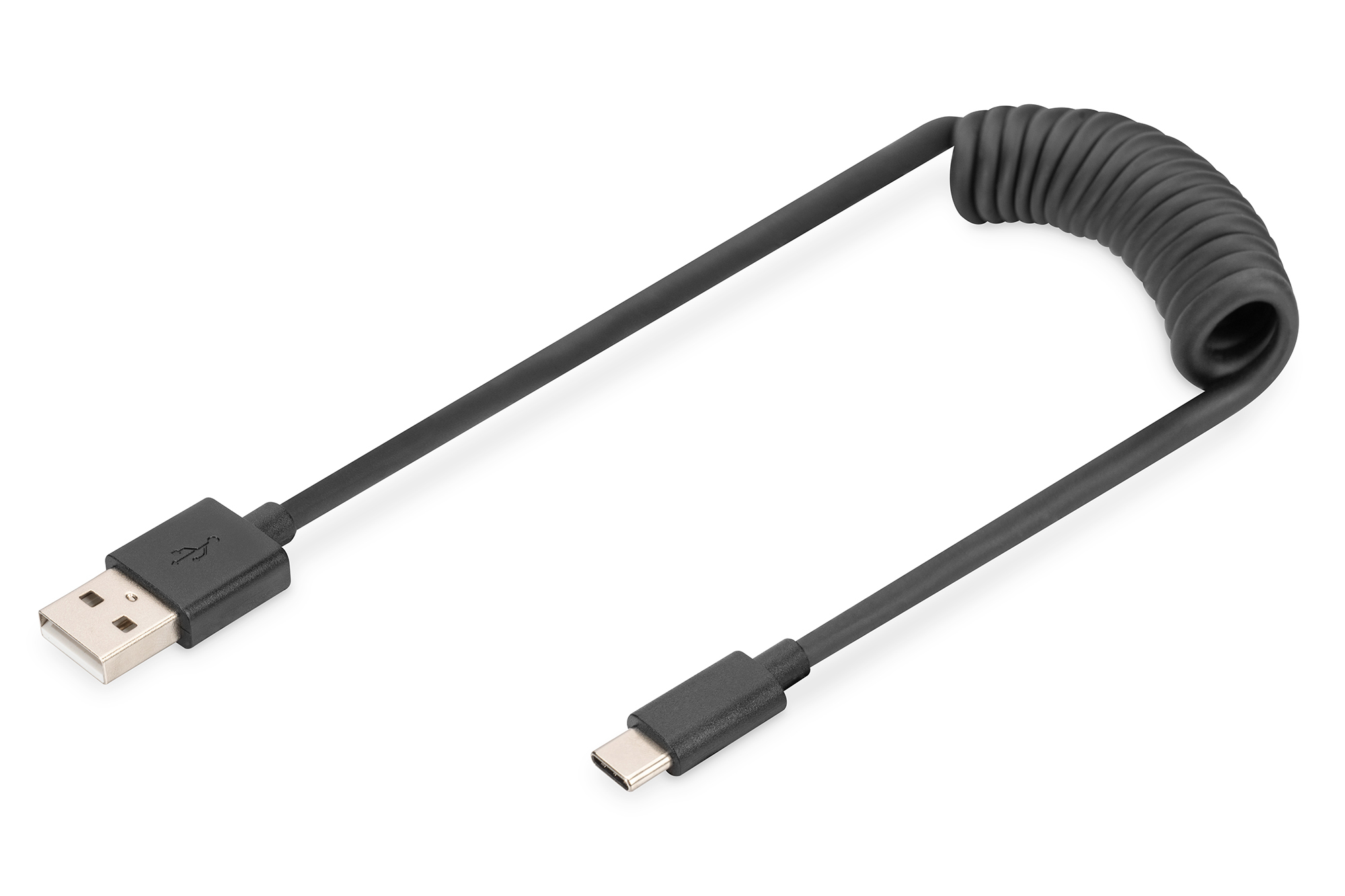 DIGITUS USB 2.0 - USB - A auf USB - C Spiralkabel max. 1m
