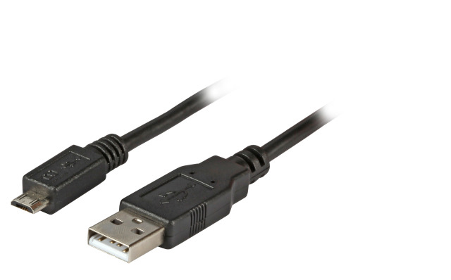 EFB USB2.0 Anschlusskabel Typ A Stecker auf Typ Micro B Stecker 5 polig Classic Schwarz 1m