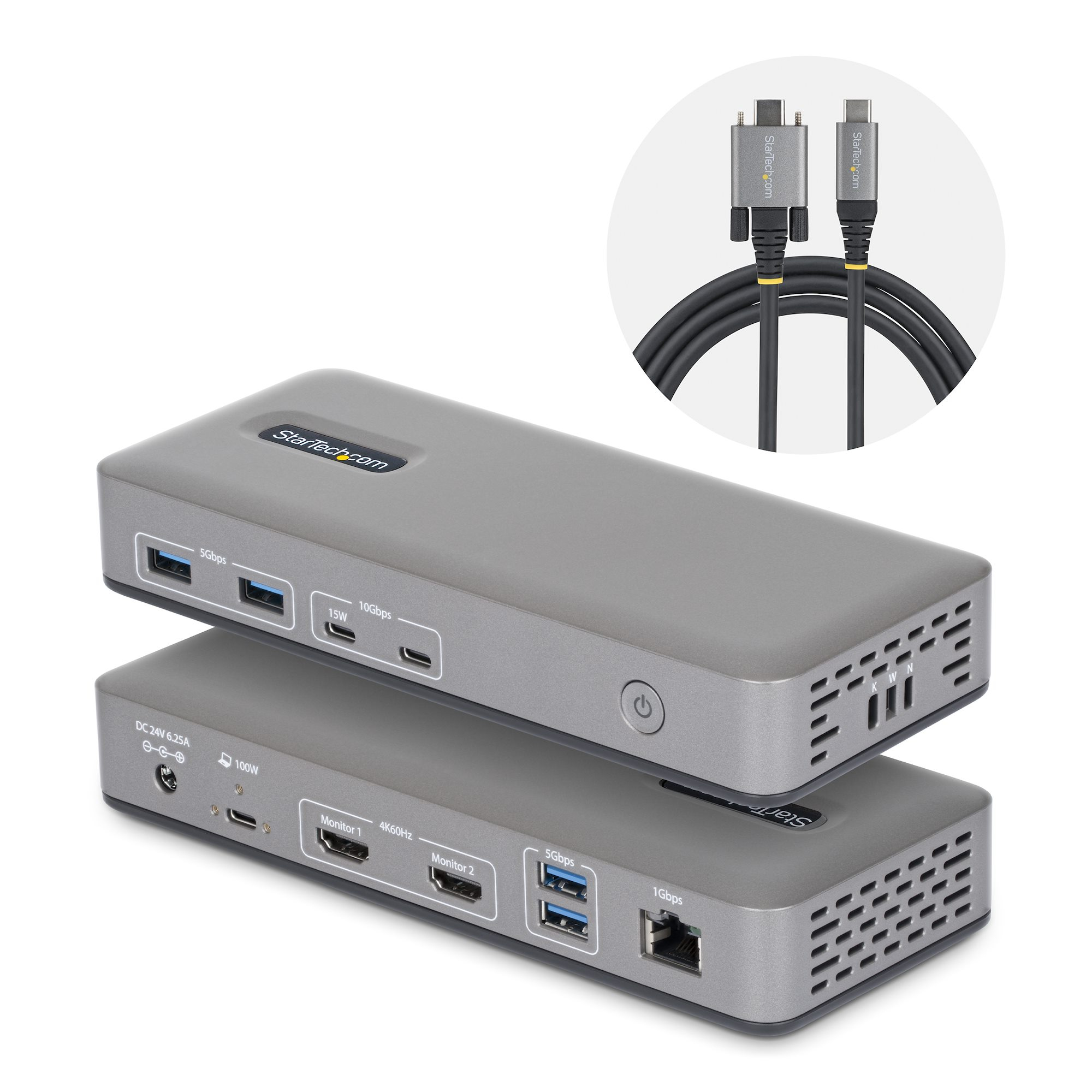 STARTECH.COM USB-C Dockingstation Dual 4K 60Hz HDMI MST Dock 100W Power Delivery Laptop-Ladung 1GbE treiberlos Windows