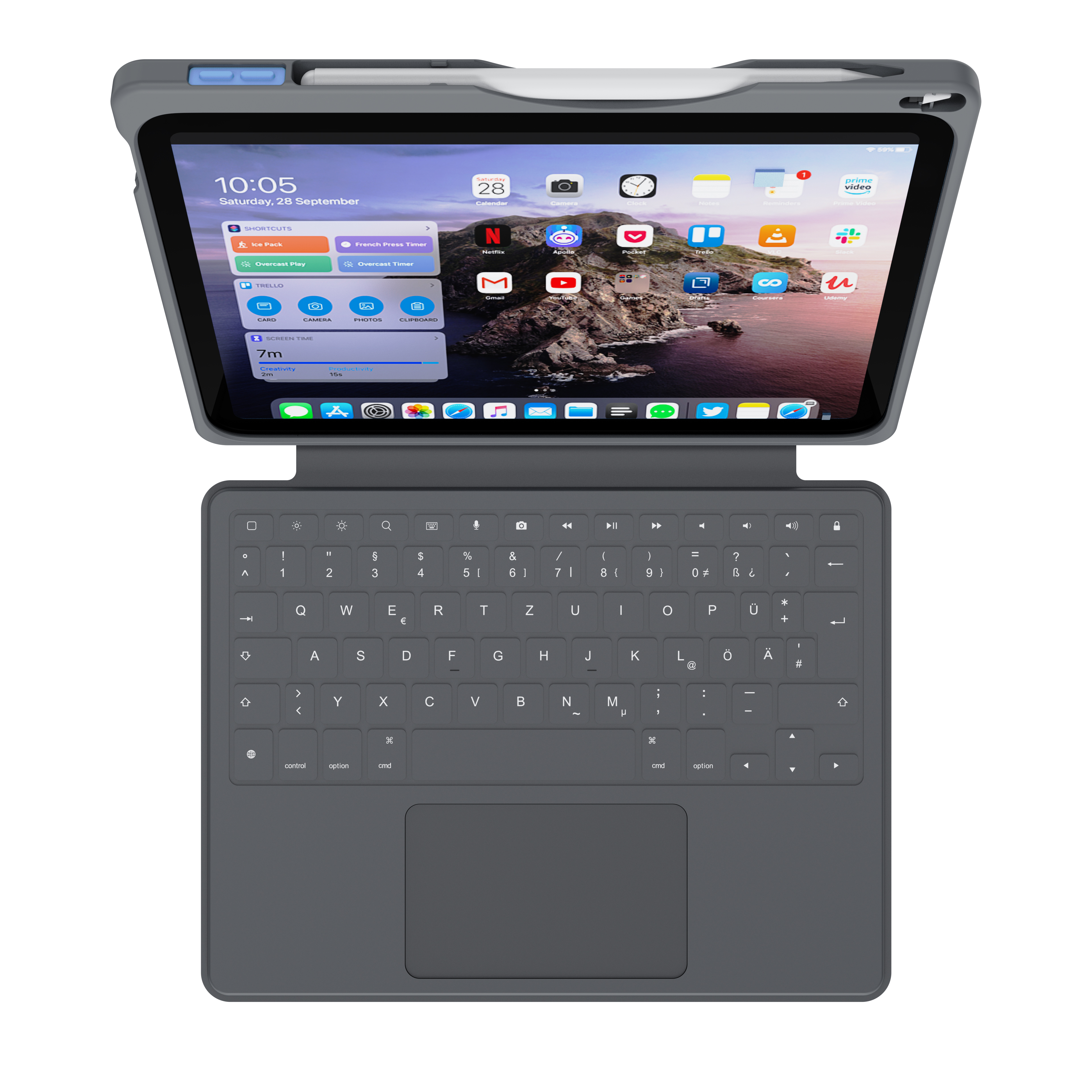 DEQSTER Smart Rugged Touch PLUS Keyboard 10,9 Tablet-Tastatur schwarz geeignet für Apple iPad 10. Gen (2022), Apple iPad 10. Gen (2024)