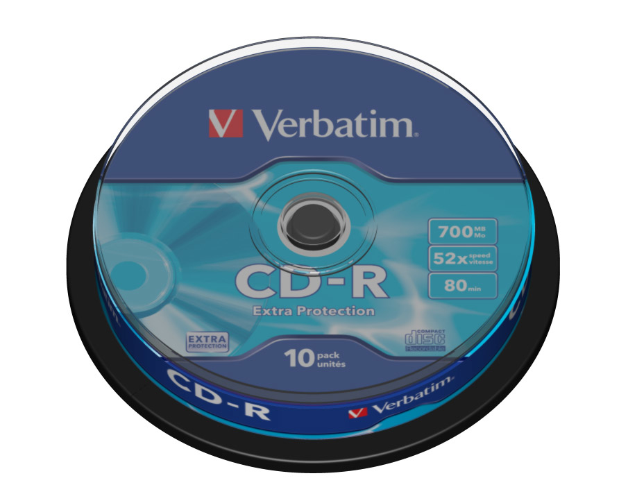 CD-R Verbatim 700MB 10pcs Pack 52x Spindel extra protection retail