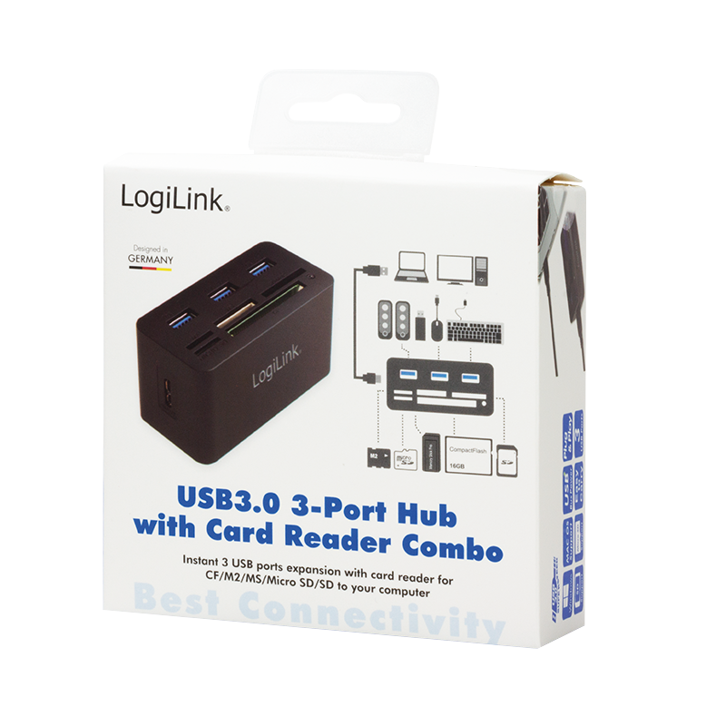 LogiLink USB 3.0-Hub mit AIO-Kartenleser - CR0042