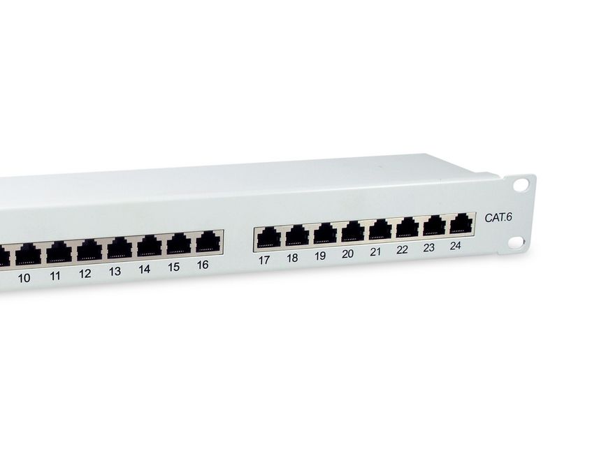 Equip 19 Patchpanel 24xRJ45 Cat6 FTP 1U 250MHz RAL7035