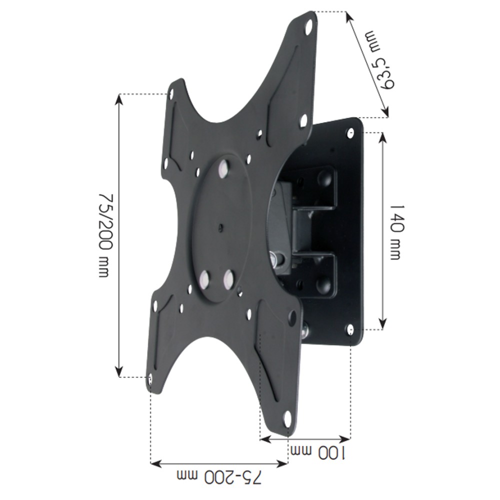 TECHLY Wandhalterung fuer LCD TV schwarz 48,26cm-93,98cm 19-37Zoll mit Neigung