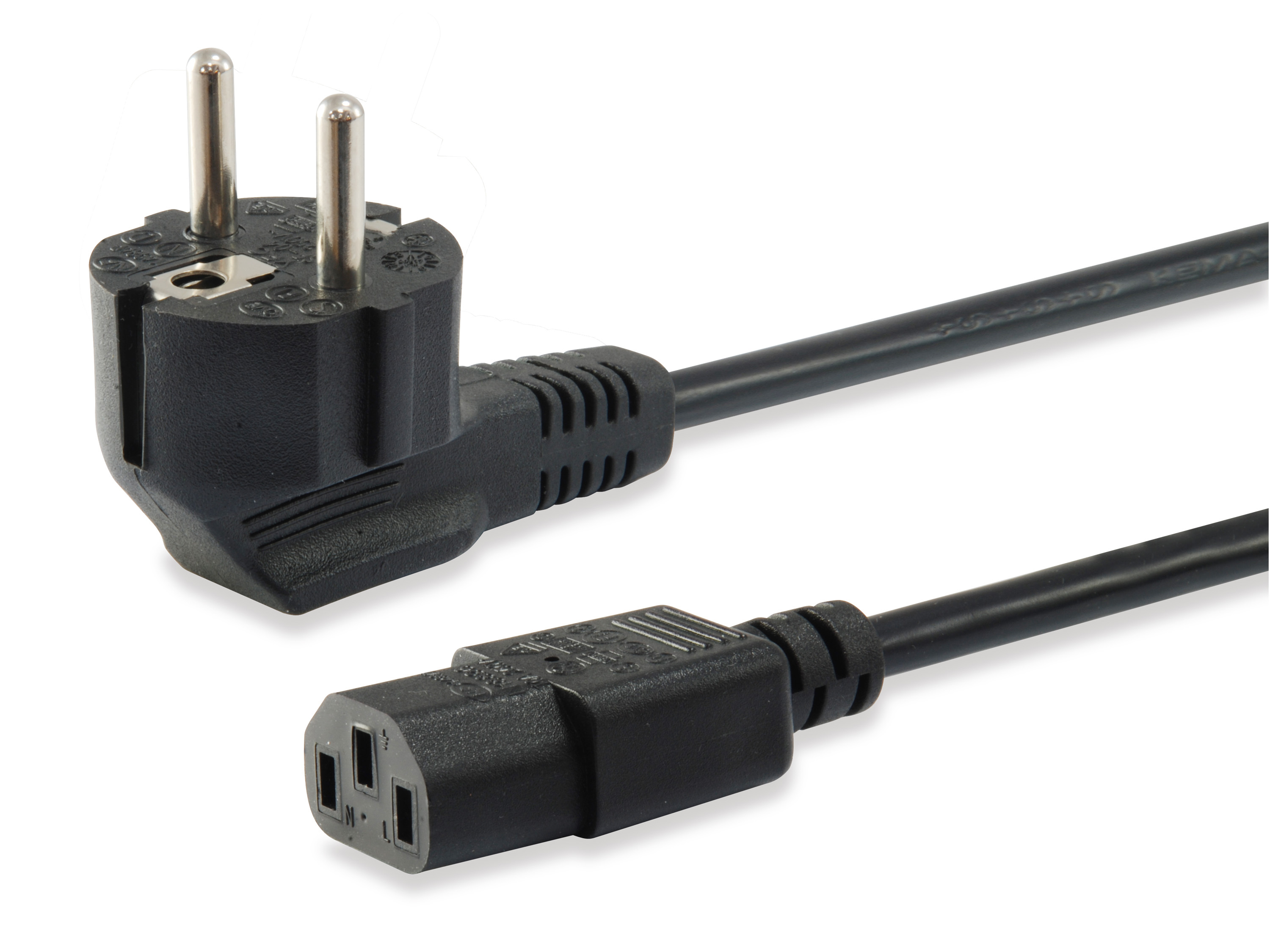 Equip Stromkabel CEE 7/7 90°->C13 St/Bu schwarz 1.80m PVC Polybeutel