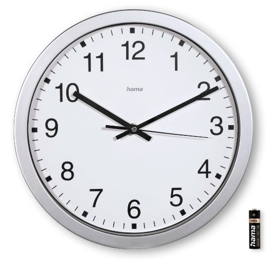 hama Wanduhr Mallorca weiß silber Kunststoff, Ø 30,0 cm