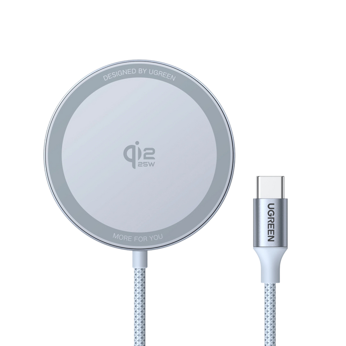 UGREEN W753 MagFlow Magnetic Wireless Charging Pad 25W Ladepad Qi2 zertifiziert kompatibel mit MagSafe silber