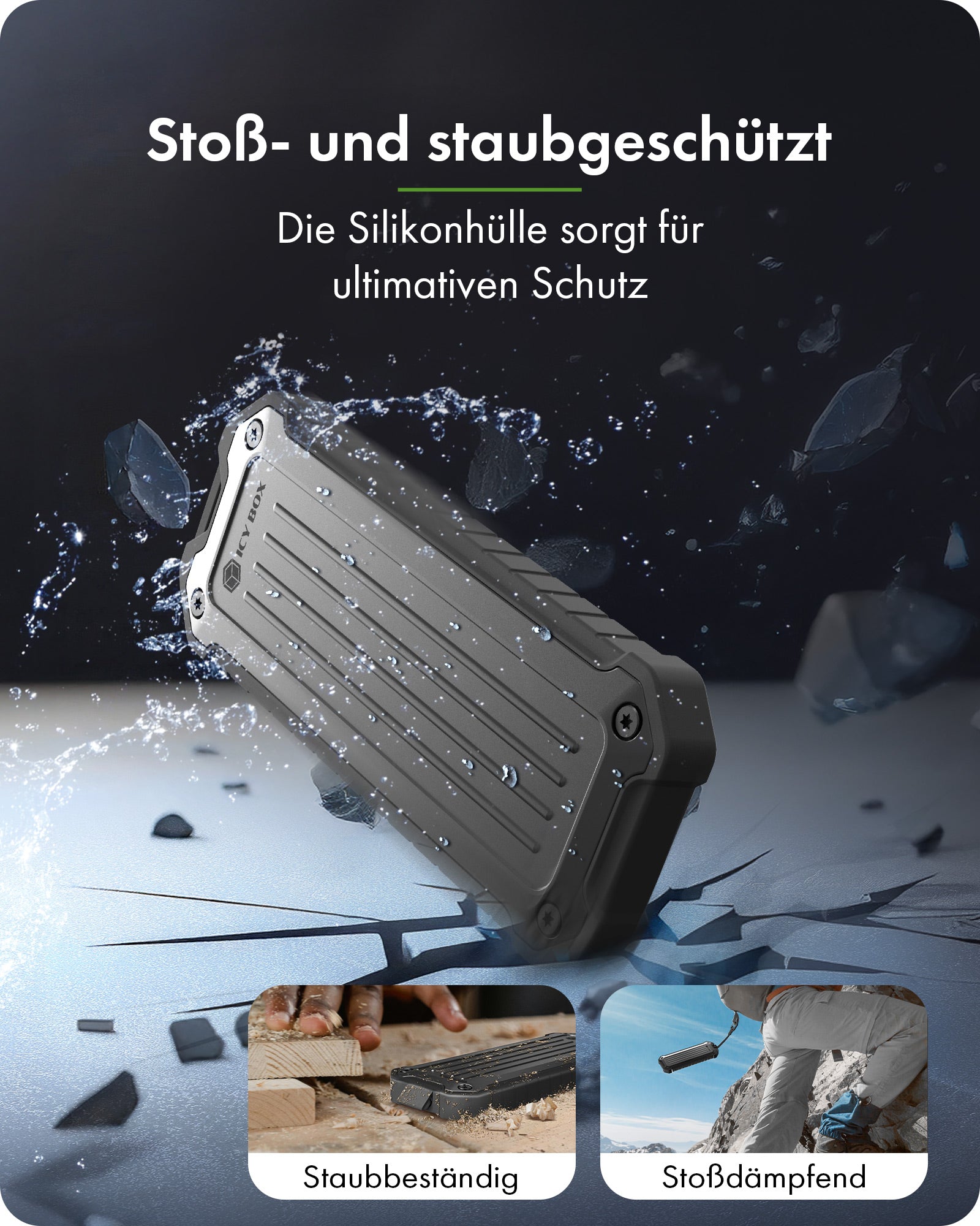 Geh. IcyBox für NVMe M.2/SATA SSD 10Gbps USB3.2 GEN2 Type-C