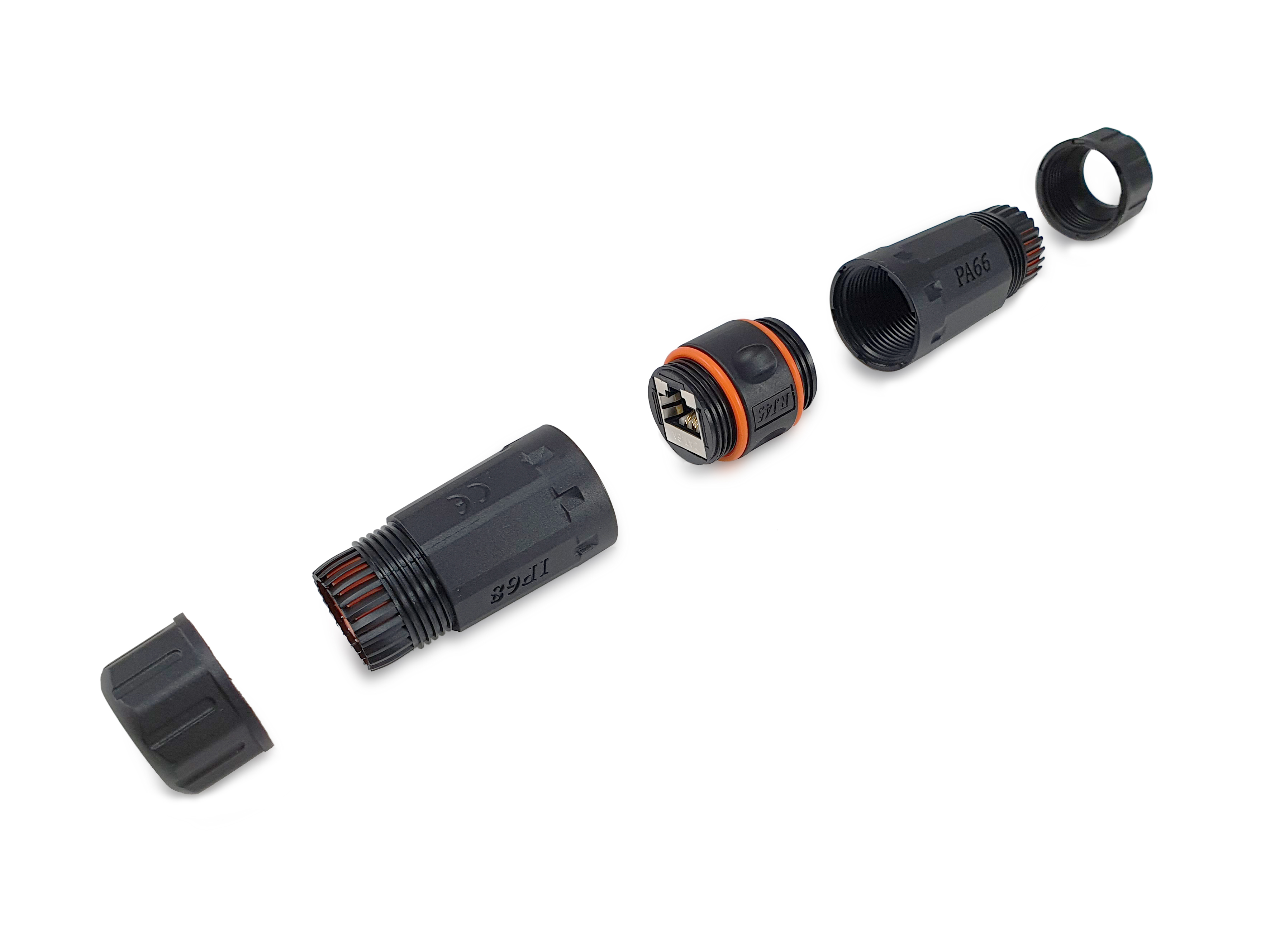 Equip Inline-Koppler Cat6a RJ45 IP68 Out/gesch. Bu/Bu 250MHz Polybeutel