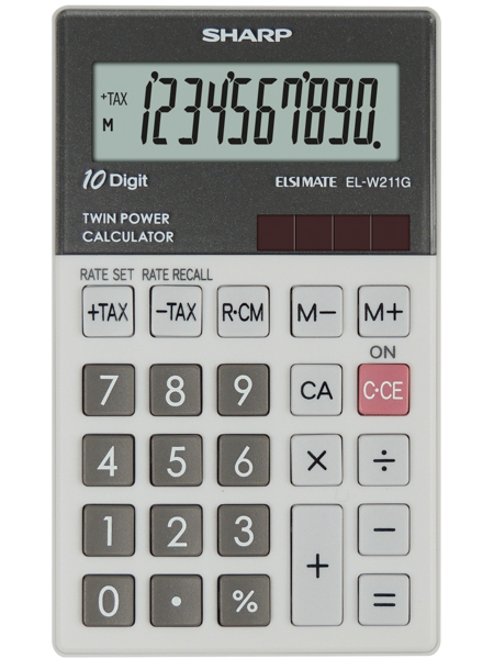 SHARP EL-W211G Taschenrechner schwarz/grau