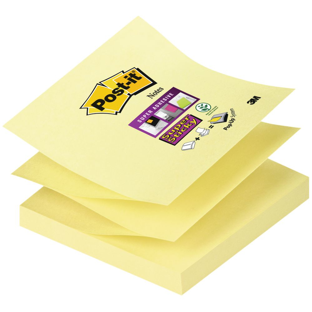 Post-it® Super Sticky Z-Notes Haftnotizen extrastark R33012SY gelb, 12 Blöcke