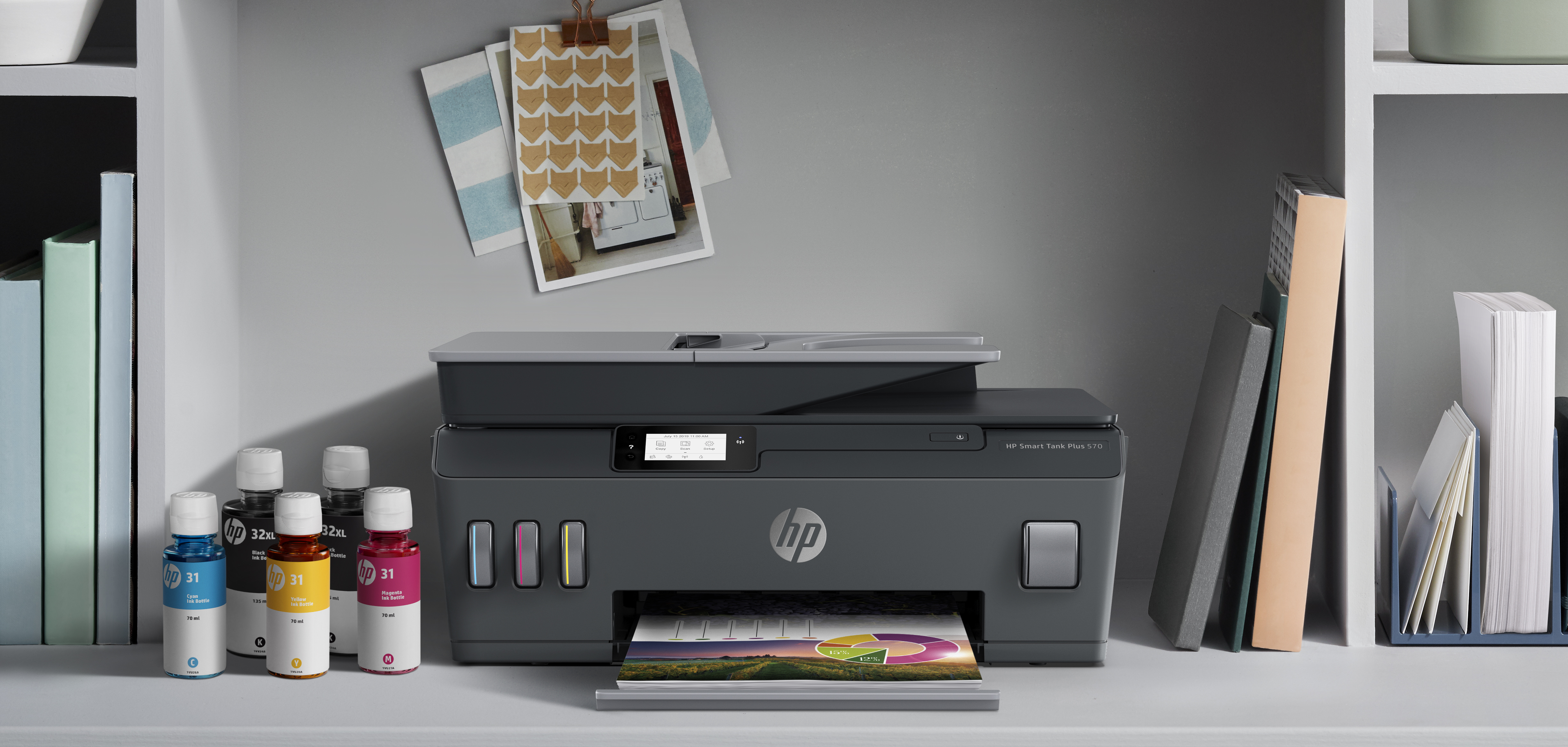AKTION: HP Smart Tank Plus 570 Wireless All-in-One 3 in 1 Tintenstrahl-Multifunktionsdrucker grau mit 20 Euro CashBack