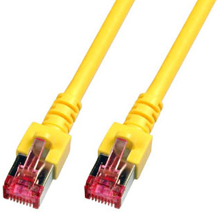 EFB RJ45 Patchkabel S/FTP Cat.6 LSZH 15m GELB reines Kupfer Laengenaufdruck auf Knickschutztuelle patentiert