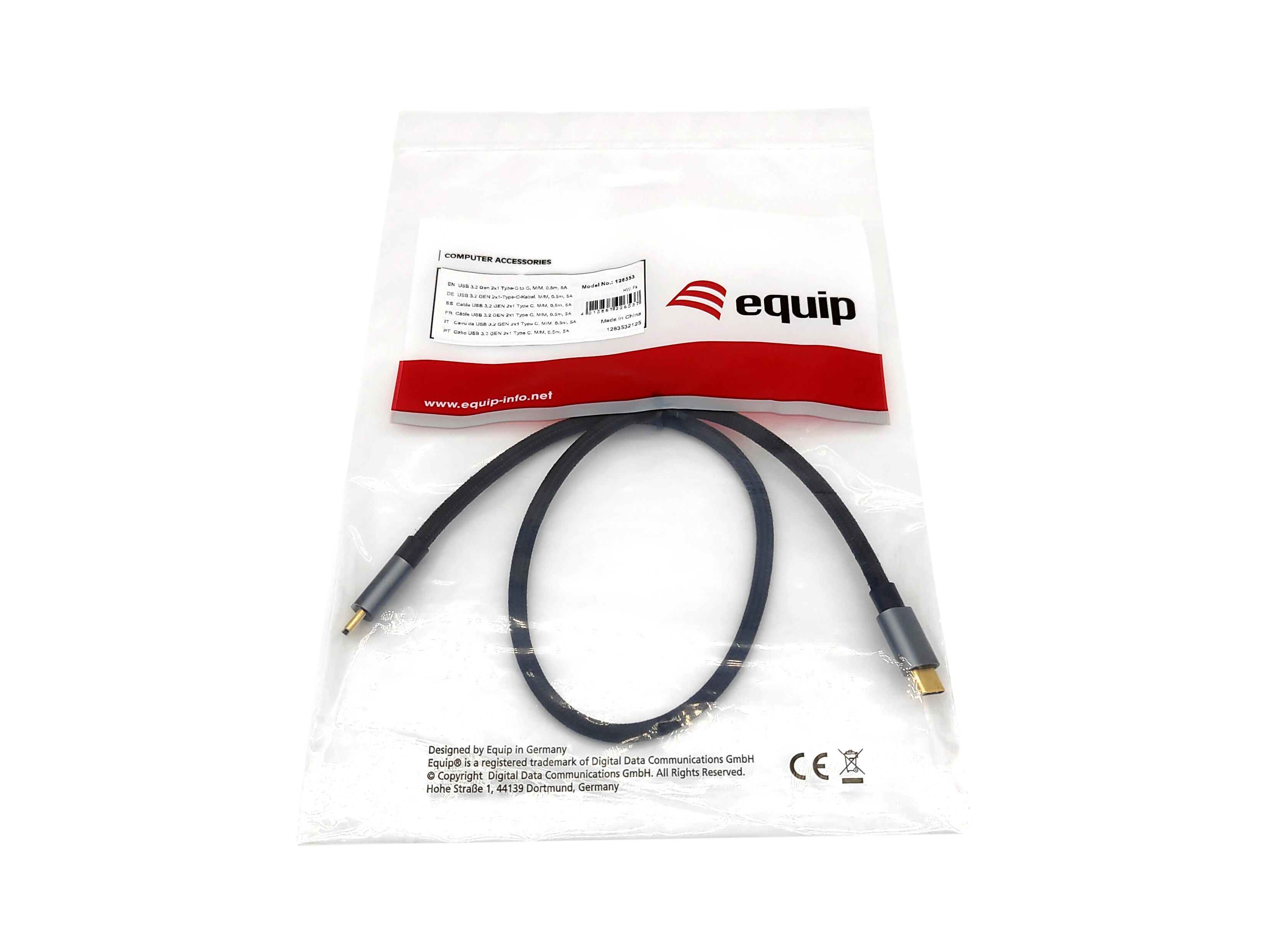 Equip Kabel USB-C3.2->C Gen2 4K PD100W St/St 0.50m schwarz