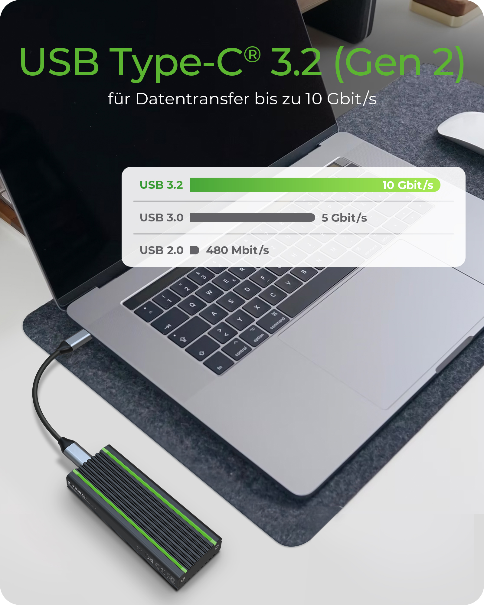 IcyBox Externes Type-C Gehäuse für M.2 NVMe SSD extern retail