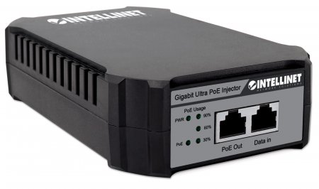 INTELLINET Gigabit Ultra PoE-Injektor 1 x 95 Watt-Port IEEE 802.3bt und IEEE 802.3at/af-konform Kunststoffgehaeuse