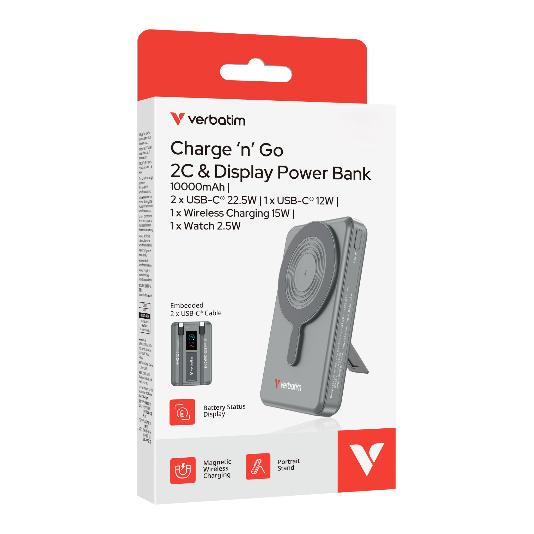 Verbatim Charge´n´Go Power Bank 2C & Display 10000mAh grey