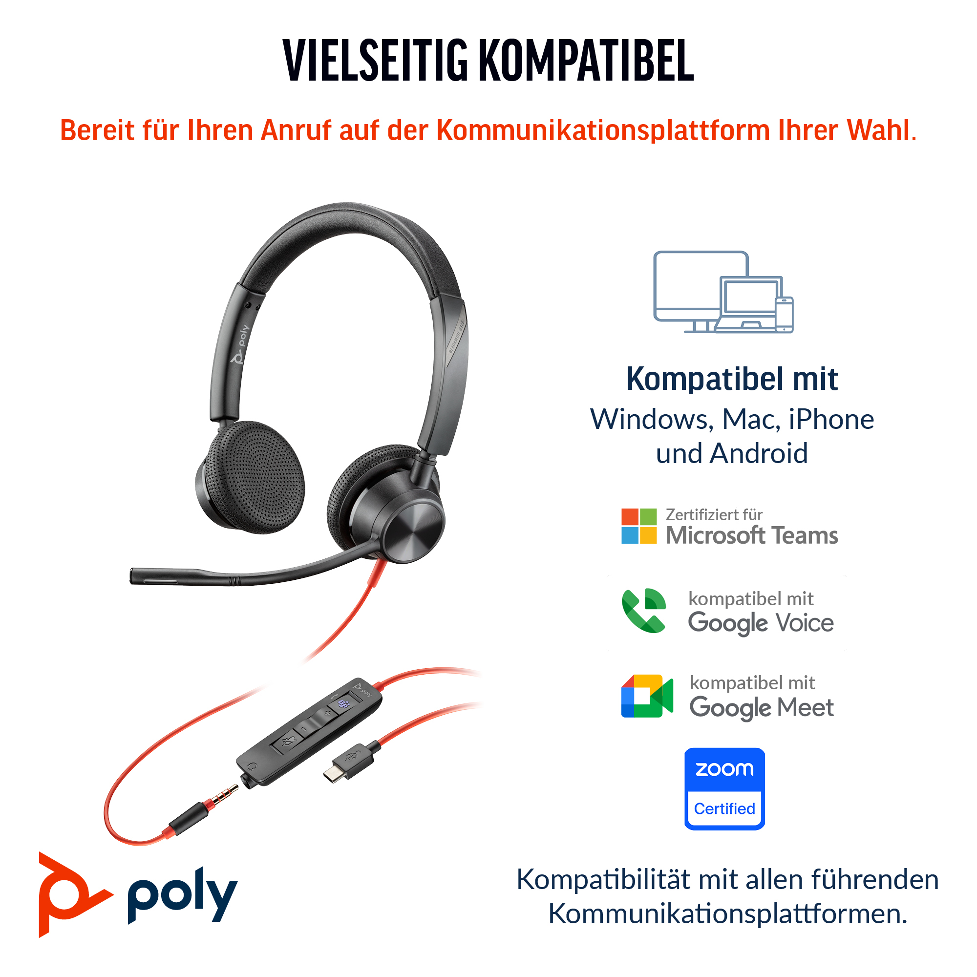 Poly Blackwire 3325 Stereo USB-C/A/3,5mm