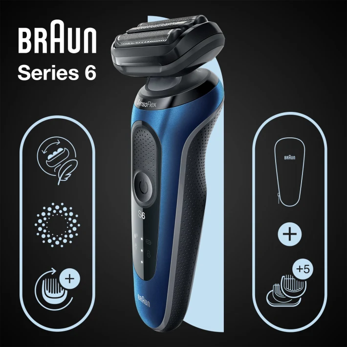 Braun Series 6 61-B1500s Elektrorasierer, blau