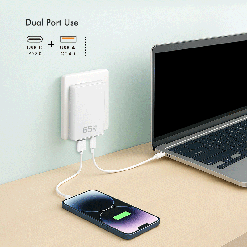 Logilink USB Steckdosenadapter 1xUSB-A, 1xUSB-C, 65W weiß