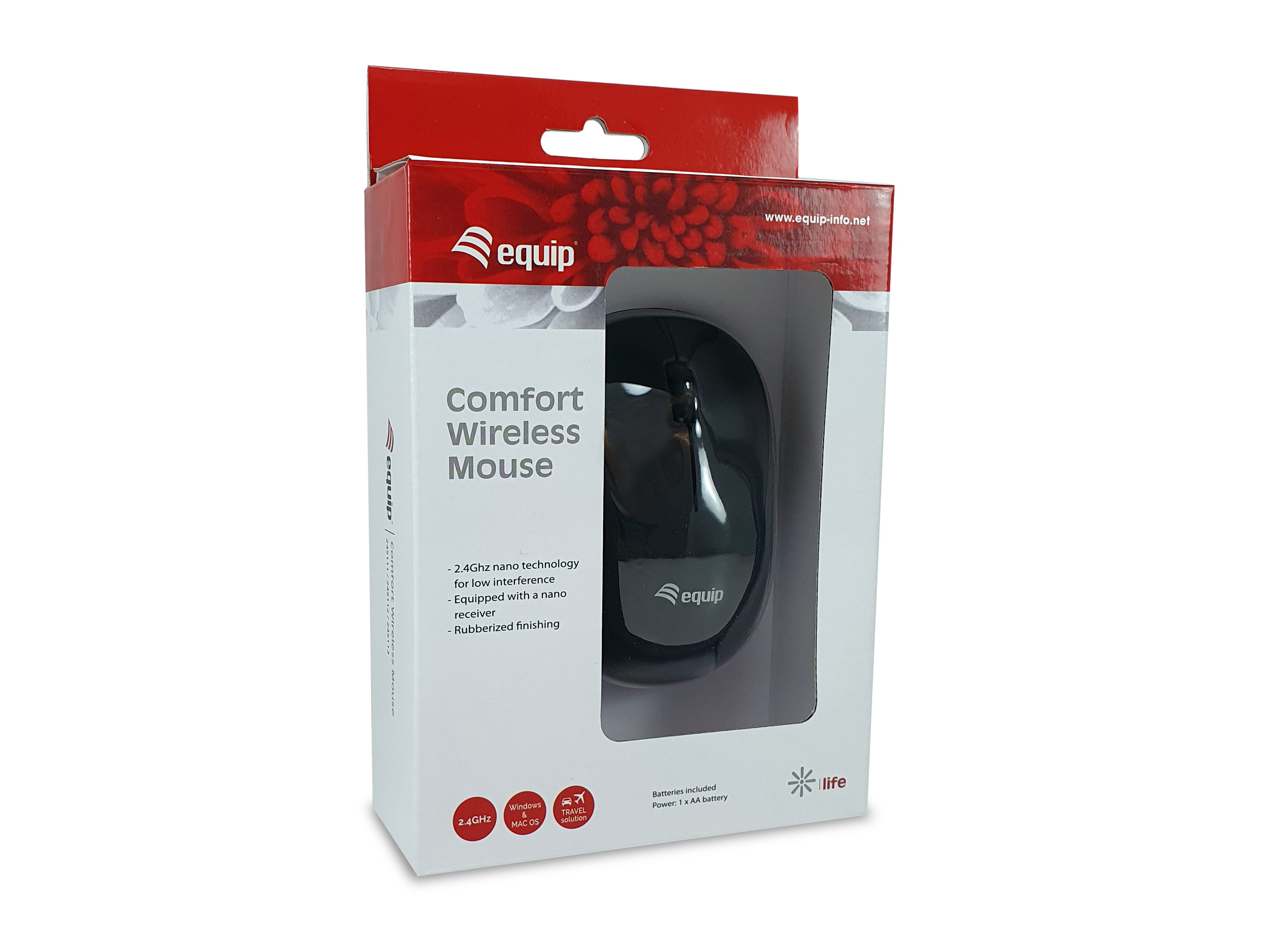 Equip Komfortmaus Wireless USB-A L+R schwarz
