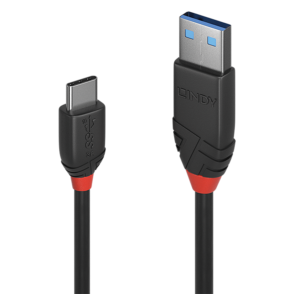 LINDY USB 3.1 Kabel Typ A/C 3A Black Line M/M 1.5m