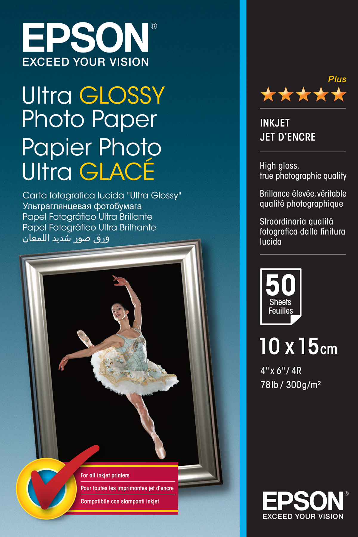 EPSON Fotopapier S041943 10,0 x 15,0 cm hochglänzend 300 g/qm 50 Blatt